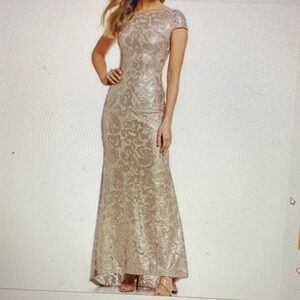 Calvin Klein Women's Gold Sequin Gown